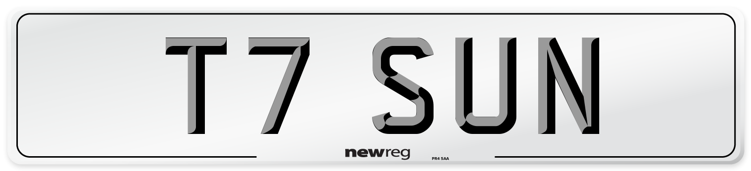 T7 SUN Number Plate from New Reg